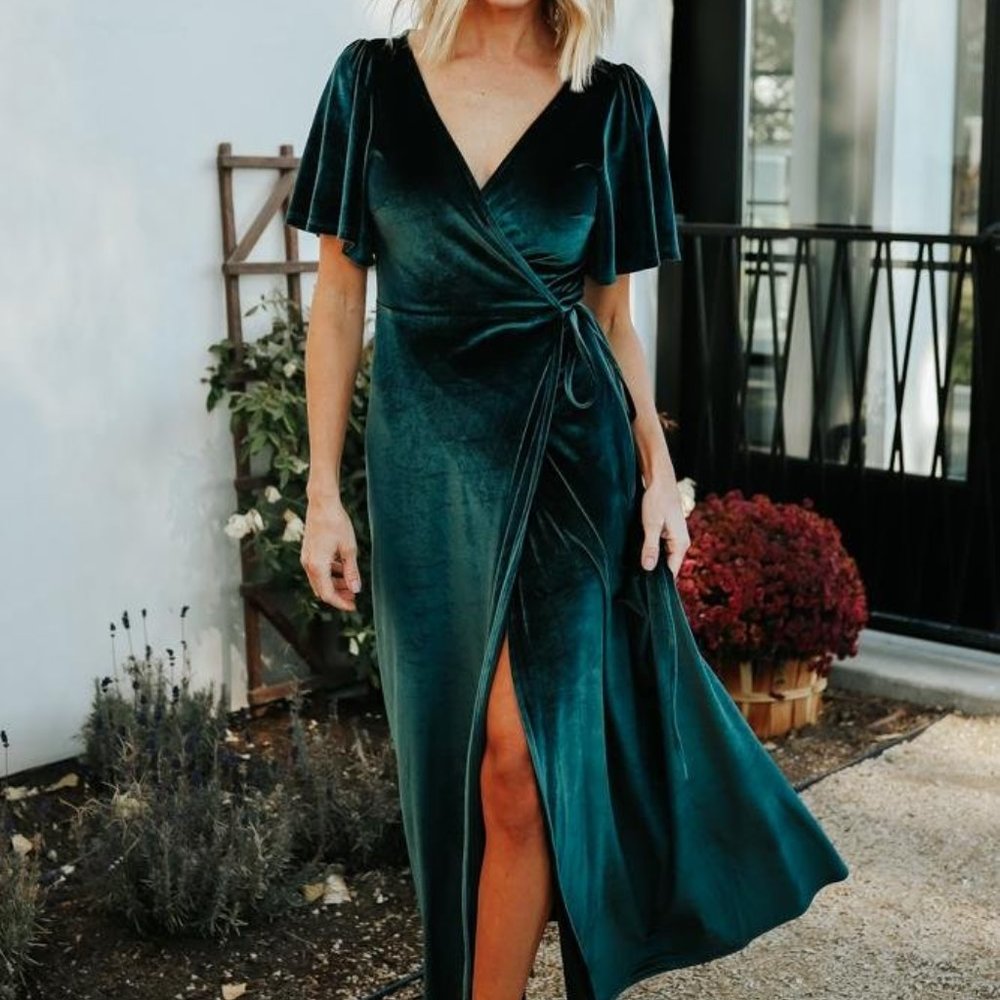 Baltic Born XL Jade Velvet Wrap Maxi Dress